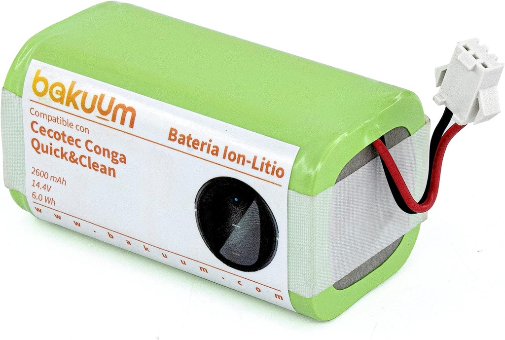 Batería Bakuum 2600mAh 14.4V 37.44Wh para Cecotec Conga Quick&Clean Titanium y Vital. Larga autonomía. Rendimiento Fiable.